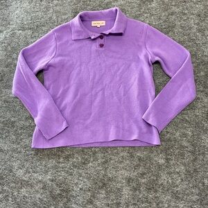 Lisa Says Gah Retro Lavender Knit Collard Long Sleeve Top Size XL/2X